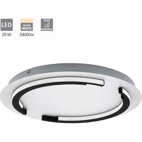 Plafond zampote plastique blanc LED 25W 3000K H: 5cm Ø42 cm dimmable (1/4)