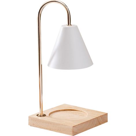 Lampe de chevet en bois avec interrupteur à bouton pour faire fondre la cire d'aromathérapie, sans fumée, pour créer une ambiance parfumée. (1/5)