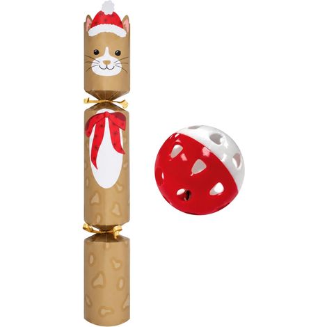 Cat Christmas Cracker Noise-Free Festive Pet Jingle Bell Ball Toy Gift 14" (1/4)
