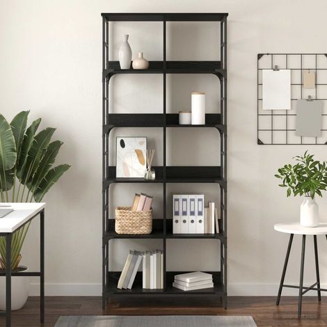 vidaXL Étagère 4 niveaux 78,5 x 33 x 188,5 cm métal PB Chêne noir (1/5)
