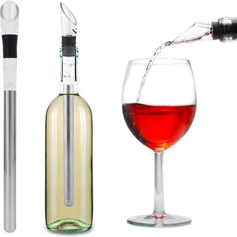 Vinkylningsstav 3 i 1 Vinkylare Rostfritt Stål Vin Hällare och Kylpinne Vinflaskkylare med Luftare Hällare (1/5)