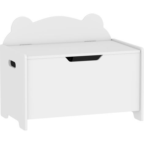 Coffre à jouet enfant avec couvercle rabattable, coffre de rangement enfant, forme d'ours, 60 x 38 x 48 cm, blanc (1/5)