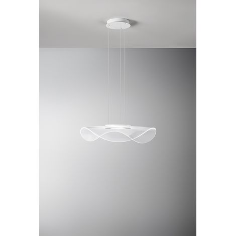 Suspension Led 45W Acrylique Transparent, Design Moderne, Diamètre 70 Cm, 2290Lm, Lumière Chaude 3000K, Hauteur Réglable 150Cm - Marque Perenz (1/2)