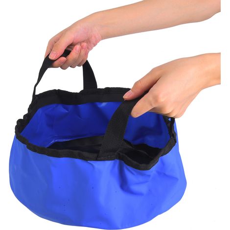 Tragbarer, runder, faltbarer PVC-Eimer zum Waschen im Freien – ideal für Reisen, Camping und Picknicks (blau)