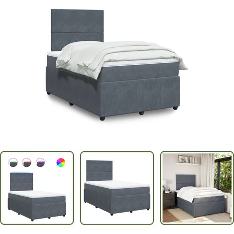vidaXL Taschenfedernkern -  Boxspringbett mit Matratze Dunkelgrau 120x190 cm Samt (1/5)