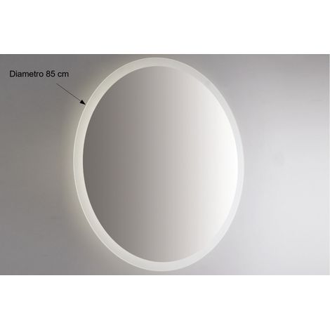Espejo de pared retroiluminado con LED, redondo, 85 cm, grosor de 4 mm con acabado esmerilado perimetral (1/2)