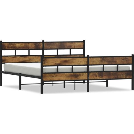 Maison Exclusive - Cadre de lit en métal sans matelas chêne fumé 180x200 cm (1/5)