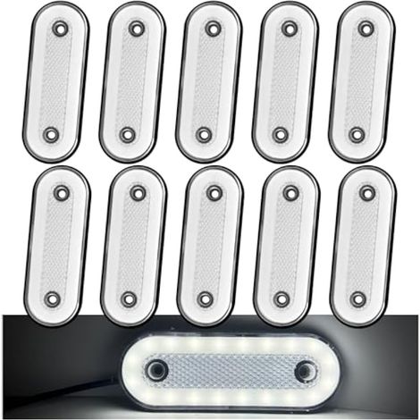 10PCS Feux de Gabarit Blanc,12V 24V Feu de Gabarit Remorque LED Arrière Avant Indicateur Feux de Gabarit Latéraux pour Remorque Camion Caravane (1/5)