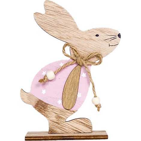 Lapin De Pâques - Ornament En Bois - Décoration De Bureau Et Intérieur - Pièce D'Art Artisanale - 1 Unité (1/4)