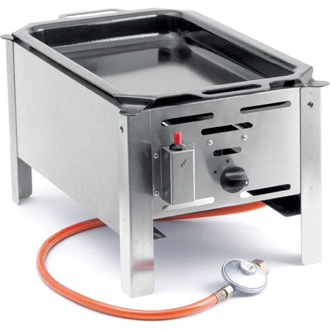 Mini sartén a gas Bake Master de 290 x 480 mm y 5,8 kW - Hendi 154601