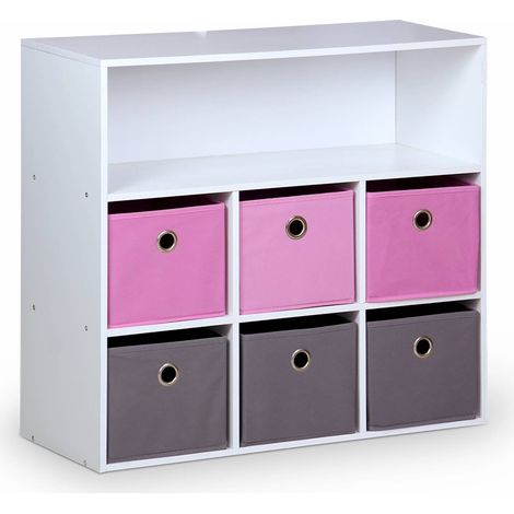Children's storage unit with 6 baskets, Camille, Pink, 76.2x29.5x70 cm (1/5)