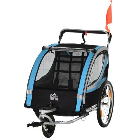 Accessoires pour remorque - Harnais de Sécurité 5 Points - Poussette Enfant Universelle - Structure Acier - Bleu - 142x75x101 cm (1/5)