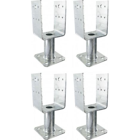 Lot de 4 Pieds de poteau en U sur platine PPUP - Dimensions: 70 mm (1/3)