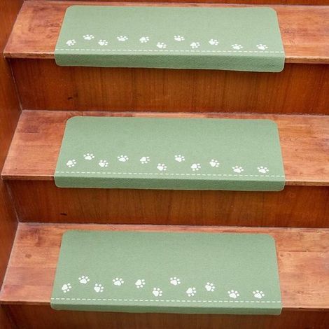 Juego de 3 alfombrillas para escaleras - 55×22×4,5 cm - Alfombrillas luminosas para escaleras - Antideslizantes - Fáciles de usar - Verdes (1/5)
