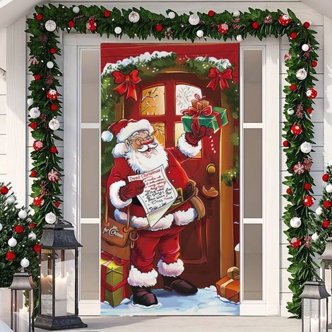 Décoration de porte Grinch vert, rideau de porte suspendu, motif drapeau - 90 x 190 cm (élastique) - Style 6