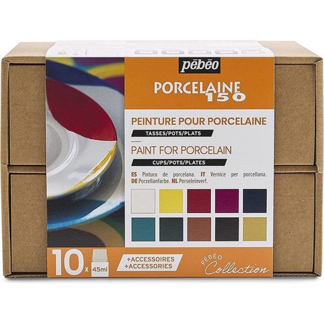 Peinture pour porcelaine - PEBEO - 10 x 45ml - 150 couleurs - Résistante au lave-vaisselle - Cuisson à 150°C (1/3)