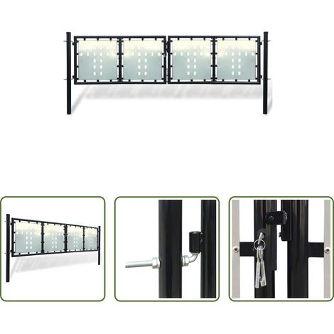 vidaXL Scharniere - Schwarzes Einzeltor für Zäune 300 x 75 cm (1/5)