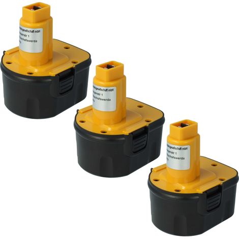 vhbw 3x Batterie compatible avec Dewalt 2872B, 2852B, 2832K, 2812K, 2812B, 2802K, 2861K-2, 152250-27, 2802 outil électrique (2000 mAh, NiMH, 12 V)