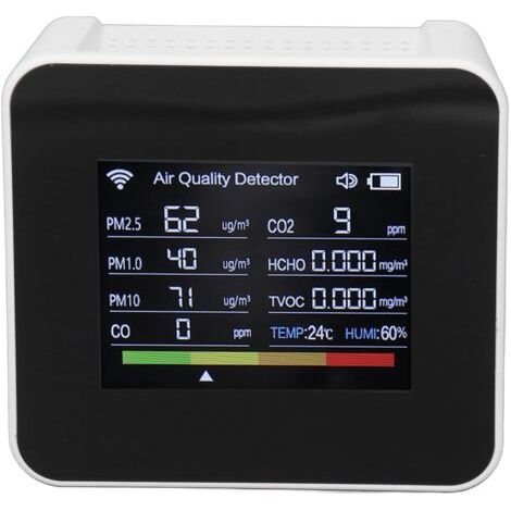 QORVA-Détecteur de qualité de l'air WiFi : CO2, HCHO, TVOC, PM2.5, CO, testeur d'air multifonction avec affichage numérique,de