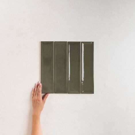 Carrelage Effet Zellige Vert Foncé NARA Oliva Gloss 7,5x30cm (1/3)
