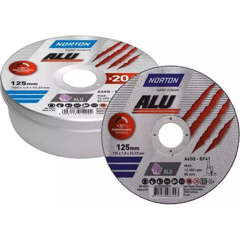 Disco Norton in alluminio 125 mm x 1,0 mm x 22,23 mm, confezione da 20 pezzi