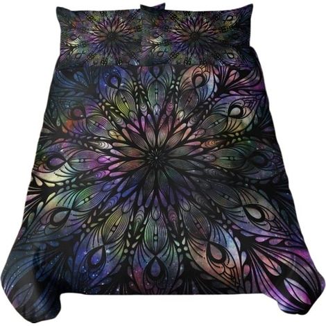 Parure de lit bohème violette à motif mandala, 3 pièces, format king size 220 x 240 cm, microfibre (1/5)