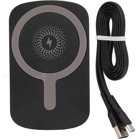 Support de charge sans fil magnétique pour voiture, installation facile et stable, compatible iPhone 12 13, noir (1/5)