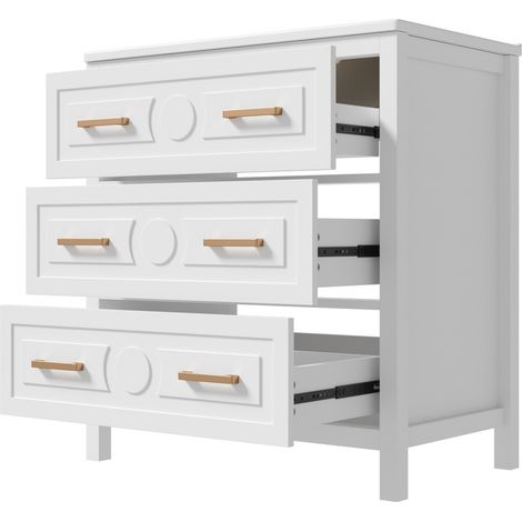 Mobile bagno con lavabo in ceramica 76,5x47x82 cm, 3 cassetti MDF laccato bianco HOMVRA (1/5)