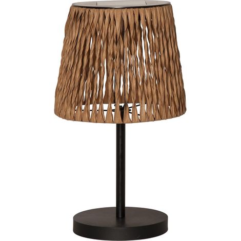 Star Trading Lampe solaire Cesta, Lampe de table, aspect rotin, marron, solaire, extérieur, blanc chaud, capteur crépusculaire, 48 cm