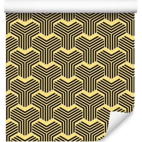 Carta da parati con motivo geometrico giallo e ocra per soggiorno e camera da letto, 50x1000 cm (1/5)