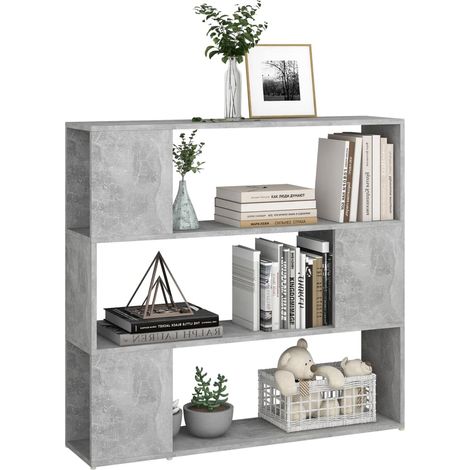 Bibliothèque séparateur en bois Driko 100cm - Simple et moderne-Gris béton (1/5)