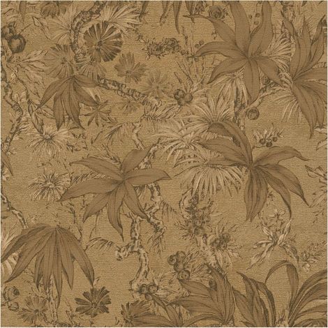 Exclusive luxury wallpaper wall Profhome 790472 hot embossed non-woven wallpaper slightly textured with floral ornaments and metallic effect gold grey beige green brown 5,33 m2 (1/5)