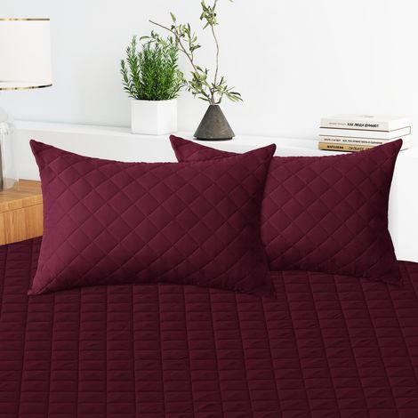 Protège Oreiller Imperméable 50x80 Cm, Protege Oreiller Lot De 2, Hypoallergéniques, Respirant Et Silencieux, Anti Acarien, Anti Tâches, Bactérien, Lavable en Machine, Bordeaux (1/5)