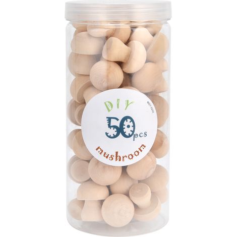 Lot de 50 champignons en bois décoratifs pour bureau, maison et table - Jouets champignons naturels pour décoration intérieure