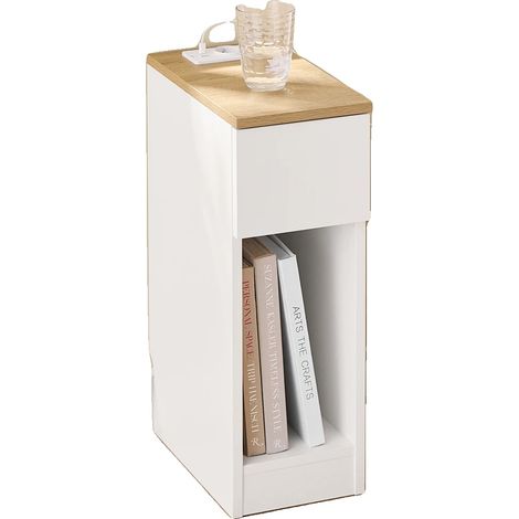 Table de chevet, design compact, compartiment ouvert, BLANC (1/2)