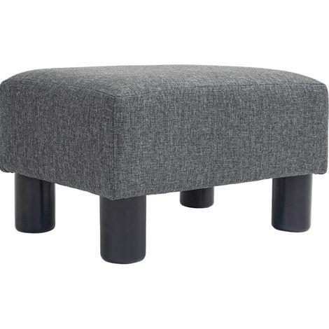 CHICFURN Reposapiés rectangular 40x30x24 cm tela gris oscuro, asiento auxiliar para salón (1/5)