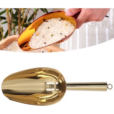 Spatule alimentaire en acier inoxydable, spatule à glace, spatule à thé, spatule à fruits secs et à céréales, dorée (1/5)