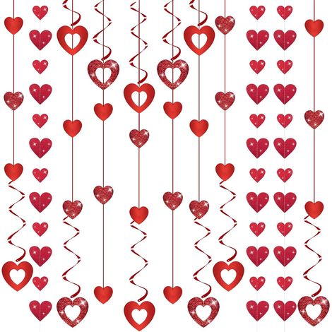 43 Pièces Coeur Décoration Saint Valentin À Suspendre et Guirlande Cœurs Décoration Saint-Valentin en Paillettes, St Valentin Deco en Spirale Coeur Suspension de Plafond pour Proposition (1/5)