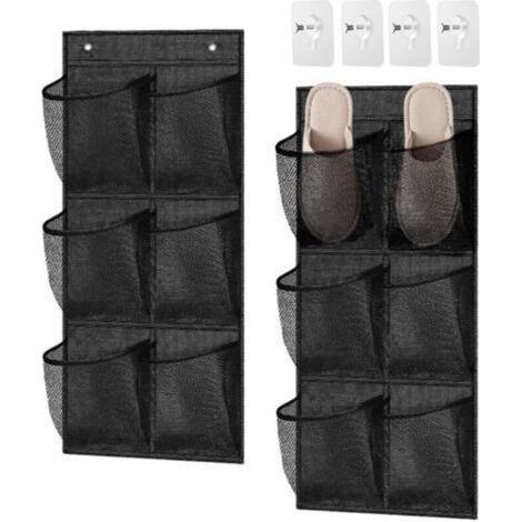 2 Pièces Organisateur sur la Porte pour Chaussures, Organisateur Suspendu Multifonctionnel, Range Chaussures Suspendu Camping Car, pour Armoire et Porte Étroite (Noir) (1/5)