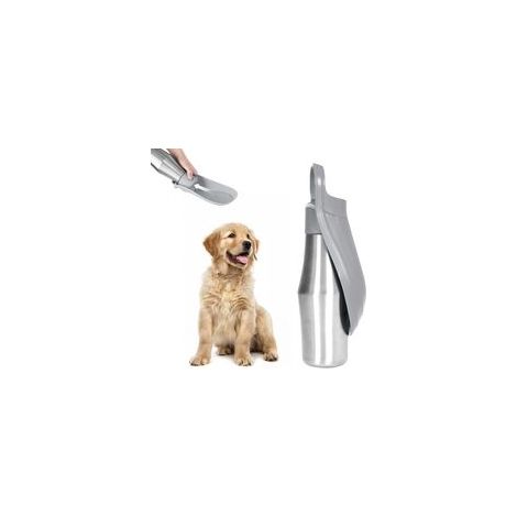 Borraccia per cani - 1 pezzo - Acciaio inossidabile - A prova di perdite 750 ml - Escursionismo e viaggi - Argento (1/5)