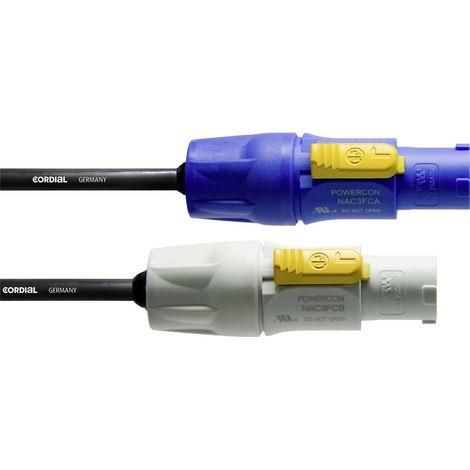 Câble de raccordement alimentation Cordial CFCA 1,5 FCB [1x PowerCon mâle - 1x PowerCon mâle] bleu, blanc 1.50 m
