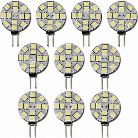 Ampoule LED WeiXuan G4, équivalent 35 W, disque LED bi-broches, connecteur latéral JC, basse tension 12-24 V AC/DC, IRC 85, 350 lumens, lot de 5 (blanc) (1/4)