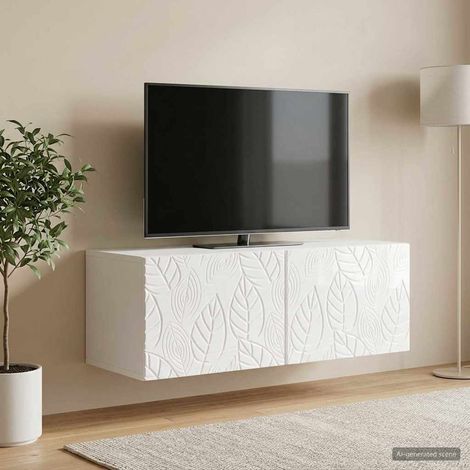 Wandmontierter TV-Schrank 78,5 x 31 cm Hochglanz Weiß (1/5)