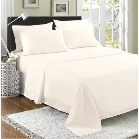 1 Drap de lit plat, Coton égyptien, 200 fils, Fibres longues, Ultra-doux, Noir, Roi
