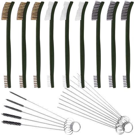 Lot De 9 Brosses Métalliques Avec Kit De Nettoyage De Carburateur Pour Voiture, 3 Brosses En Laiton, 3 Brosses En Acier, 3 Brosses En Nylon (1/5)