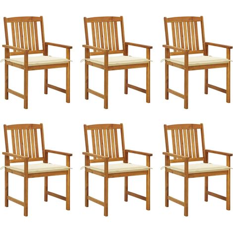 Lot de 6 Chaises de jardin avec coussins - Chaises d'extérieur pour terrasse/jardin Bois d'acacia massif BV146711 - BonneVie (1/5)