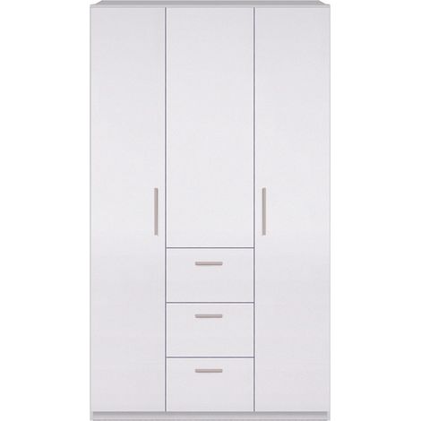 Armoire avec 3 portes coloris Blanc en melamine - Dim : 203 x 117 x 52 cm -PEGANE-