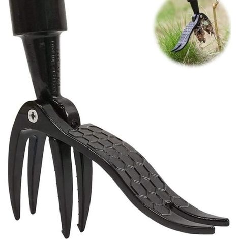 (Black) Manual Garden Weeding Knife, Gardening Weed Puller Claw, Hand Weeding Tool (1/4)
