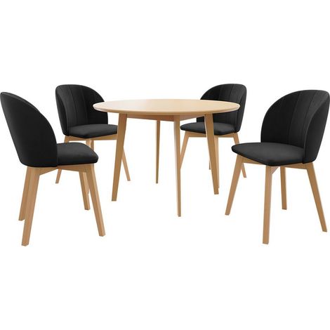 Conjunto de mesas y sillas para comedor Racine 136, Marrón + Magic Velvet 2219, 75x0x0cm, Diámetro: 120, Número de asientos: 4, Estilo: Contemporary (1/5)