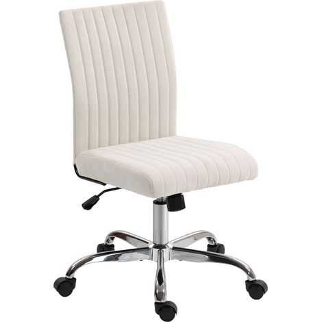 360° drehbarer Bürostuhl, höhenverstellbar, ohne Armlehnen, cremefarben, Maße 43 x 56 x 89–99 cm